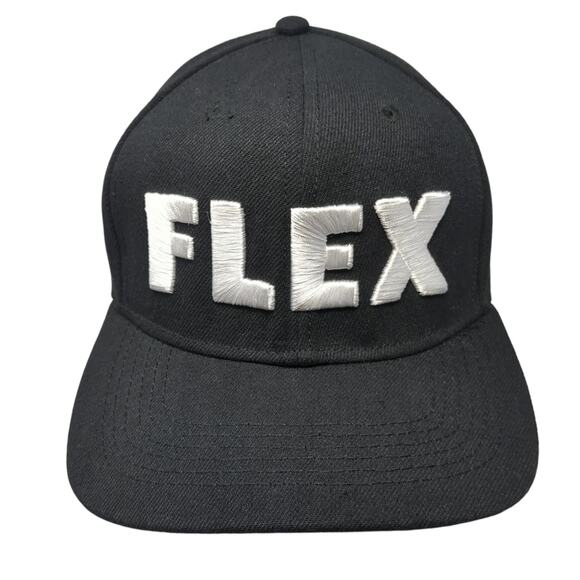 Flex Snapback Cap Black One Size Adjustable Embroidered Vented Holes 6 Panel - Picture 1 of 9